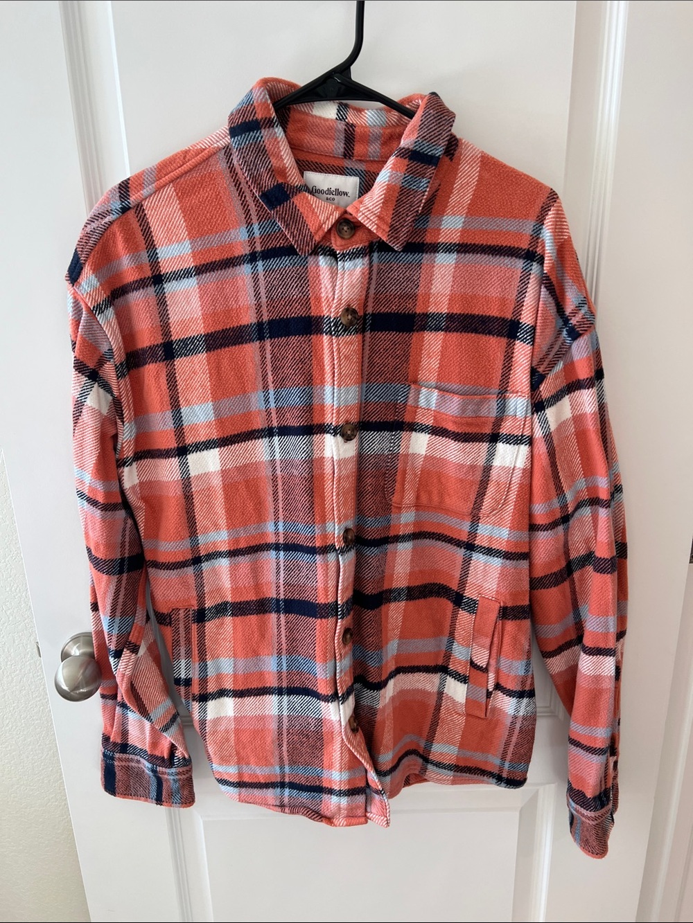 Goodfellow & Co Coral Plaid Button-Down Shirt